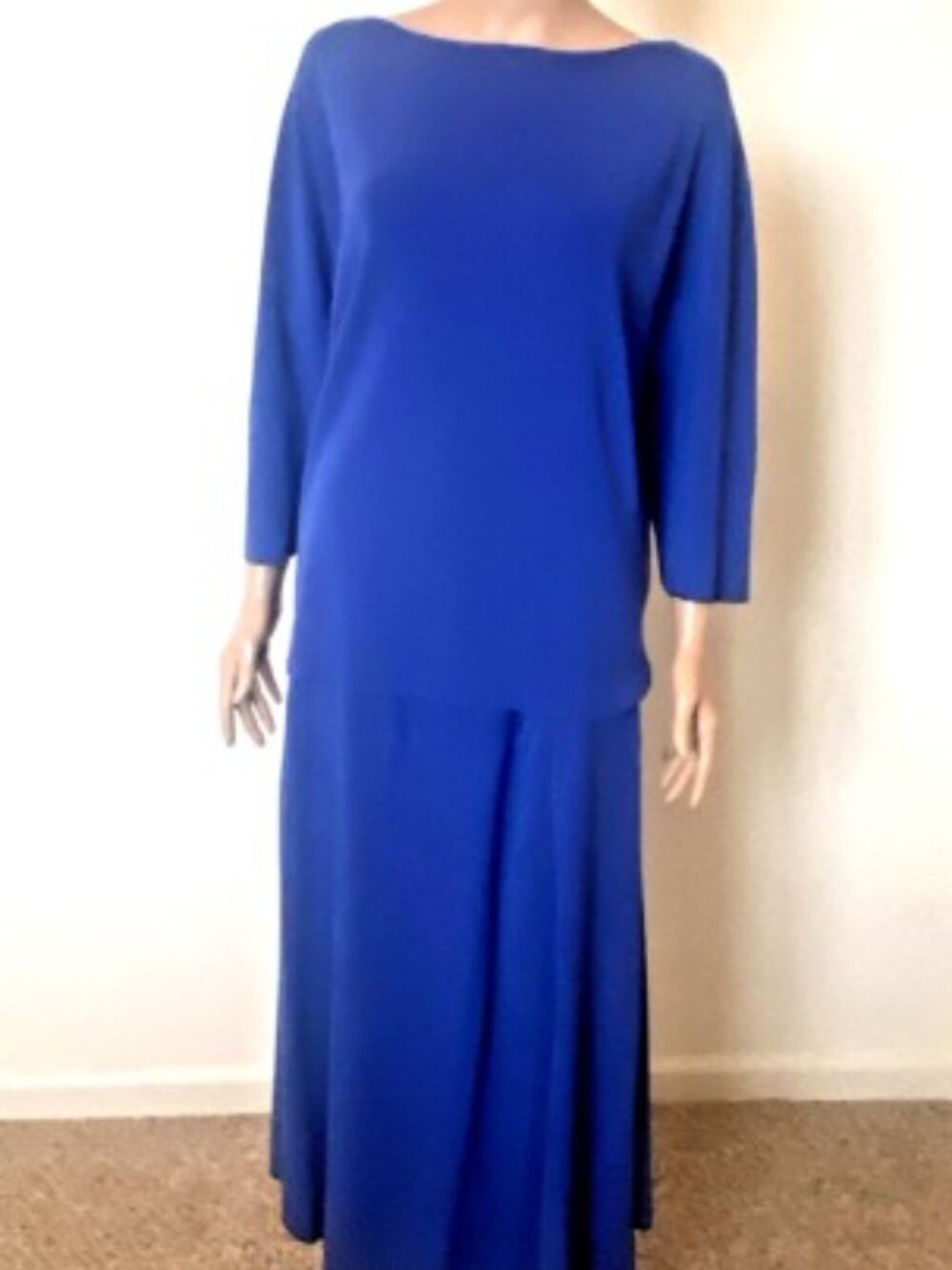LAFAYETTE 148 Knit Top and Asymmetric Godet Midi Skirt Suit 2 Pc Blue XL